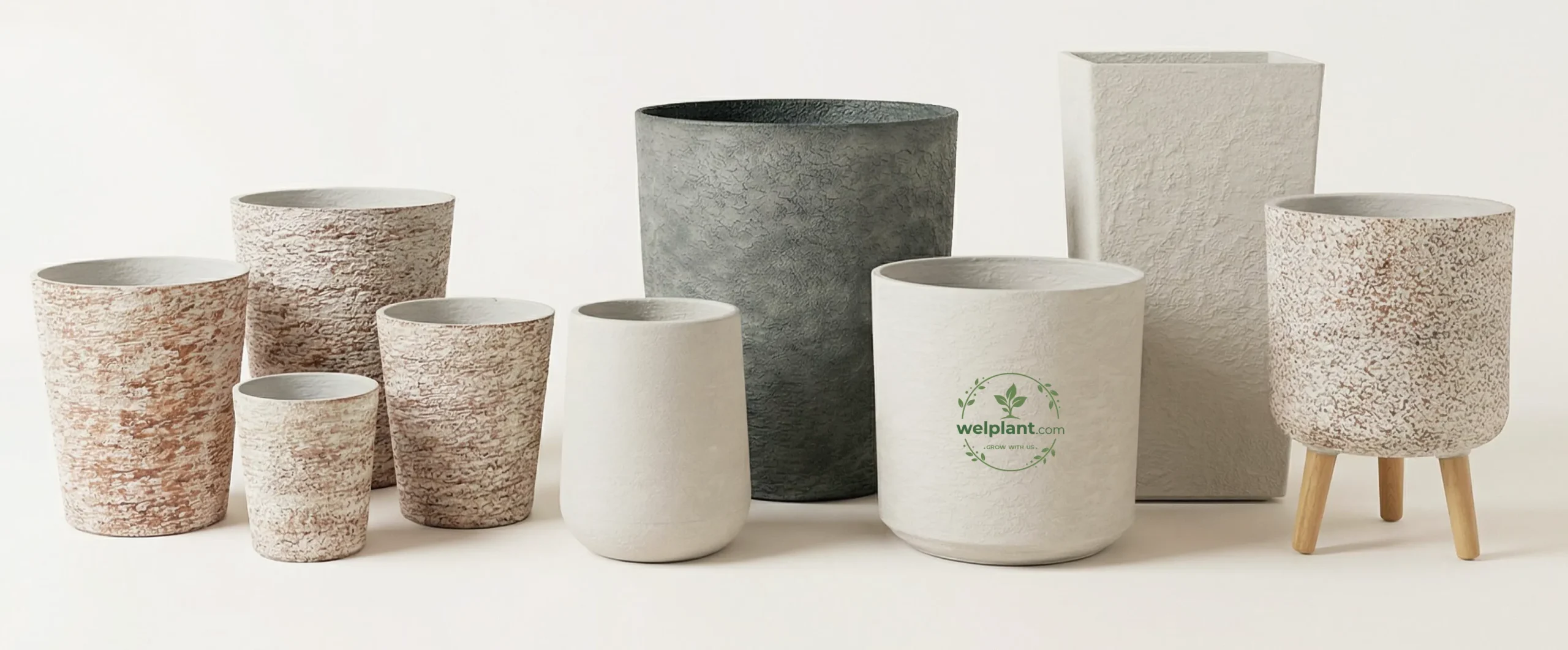Stone‑texture plastic pots
